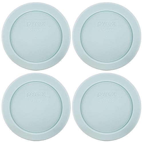 Pyrex 7202-PC 1 Cup Muddy Aqua Blue Food Storage Replacement Lid (4-Pack) - Made in USA