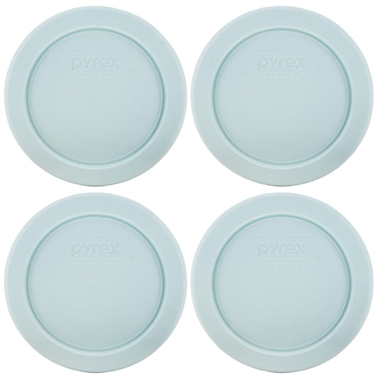 Pyrex 7202-PC 1 Cup Muddy Aqua Blue Food Storage Replacement Lid (4-Pack) - Made in USA