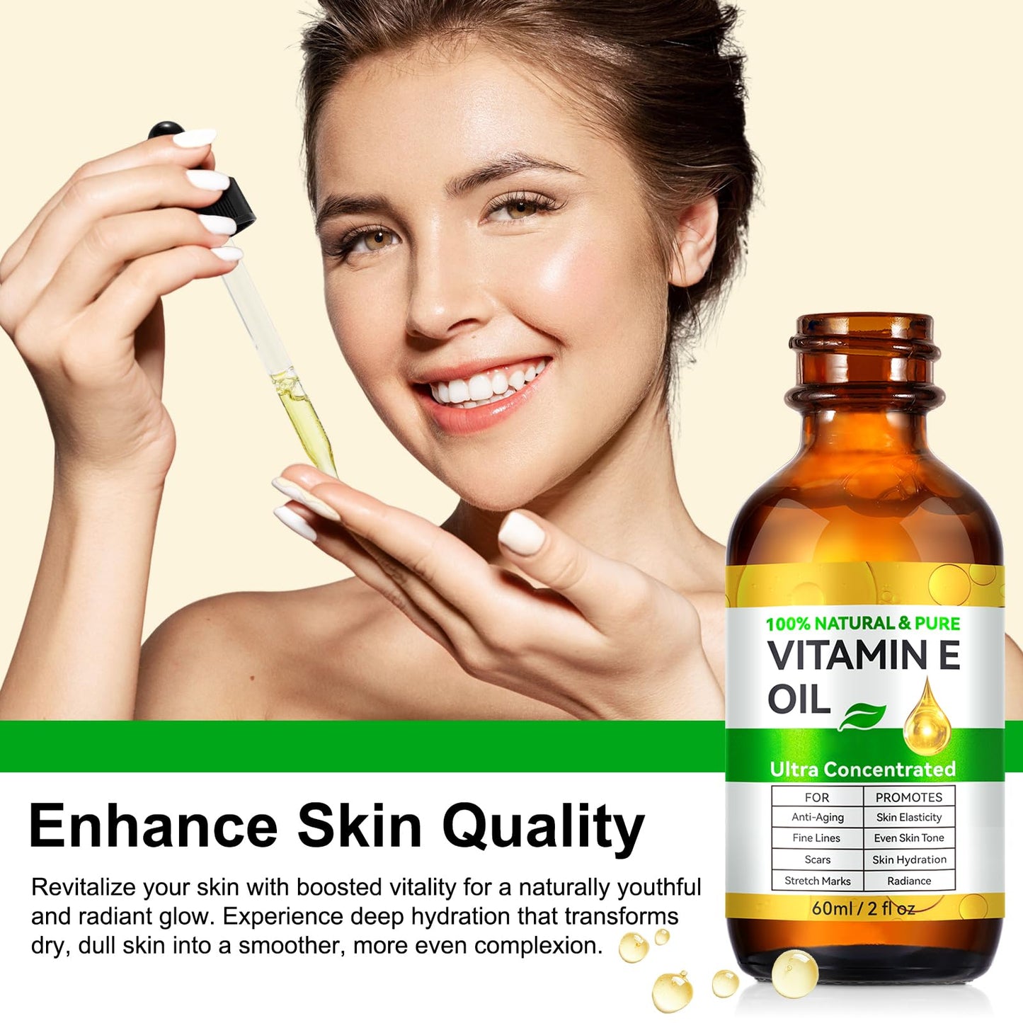 flasture Vitamin E Oil 75,000 IU - 100% Pure Natural Vitamin E for Skin, Face, Hair, Scars - Deep Moisturizing Body Oil for Dry Skin, Wrinkles Beauty and Personal Care flasture