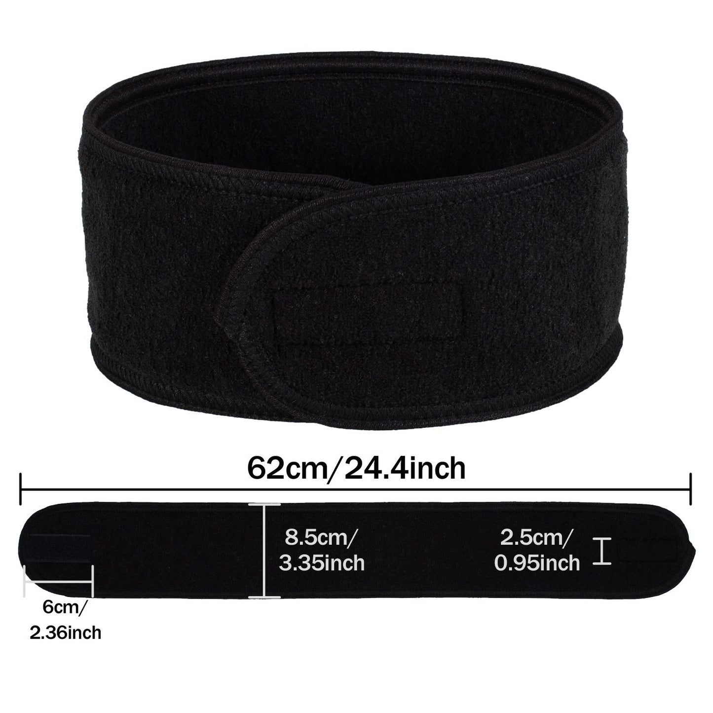 Whaline Spa Facial Headband Head Wrap Terry Cloth Headband 4 Counts Stretch Towel for Bath, Makeup and Sport (Black)