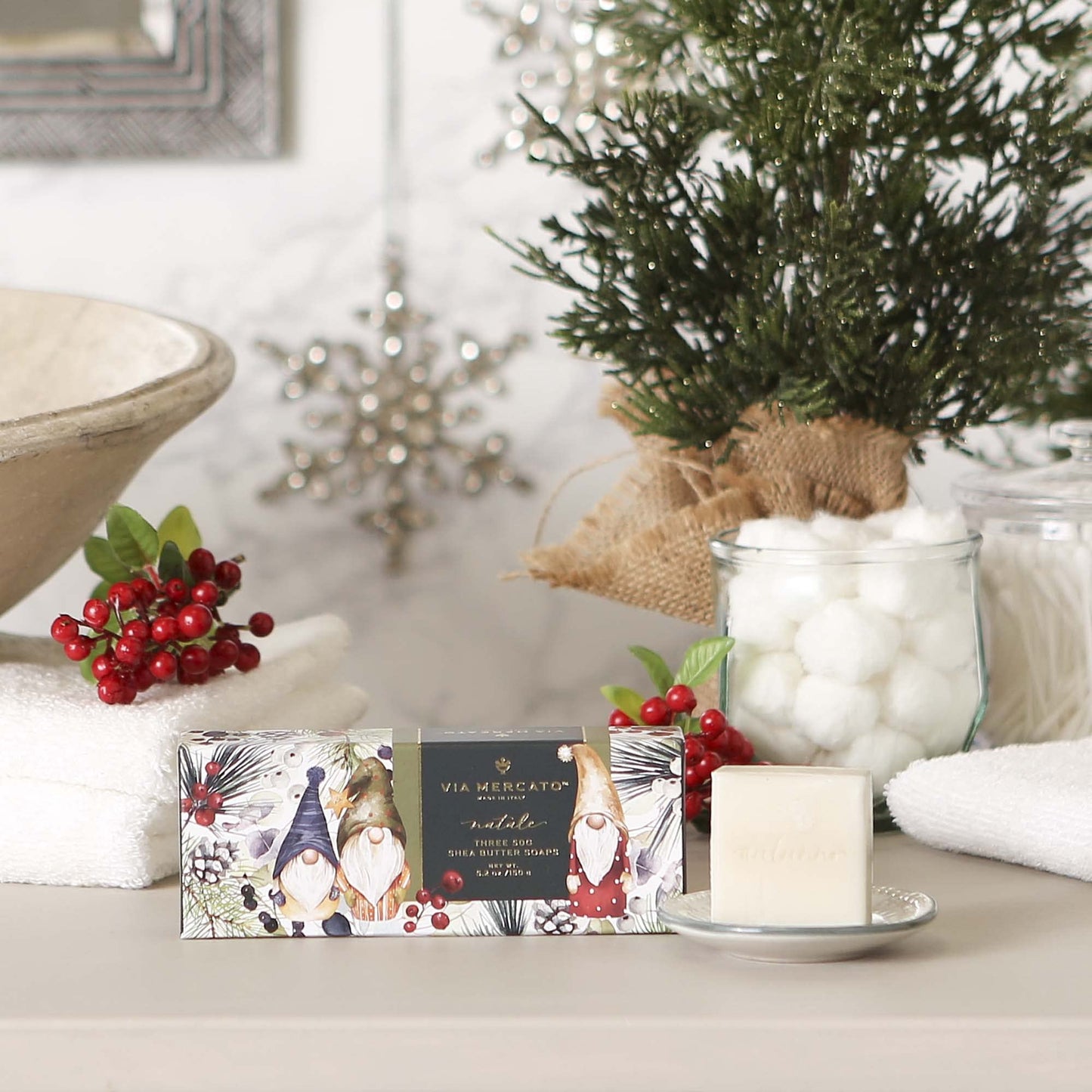 Via Mercato Natale Winter Woods Holiday Collection, Soap Gift Set, Assorted Scents