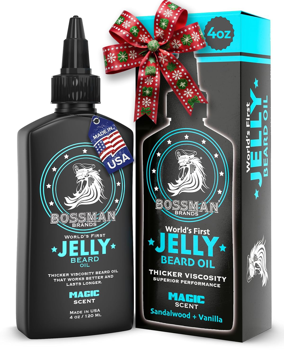 Bossman Jelly Beard Oil for Men (4 oz, Magic Scent) - Softens, Moisturizes & Conditions with Natural Ingredients