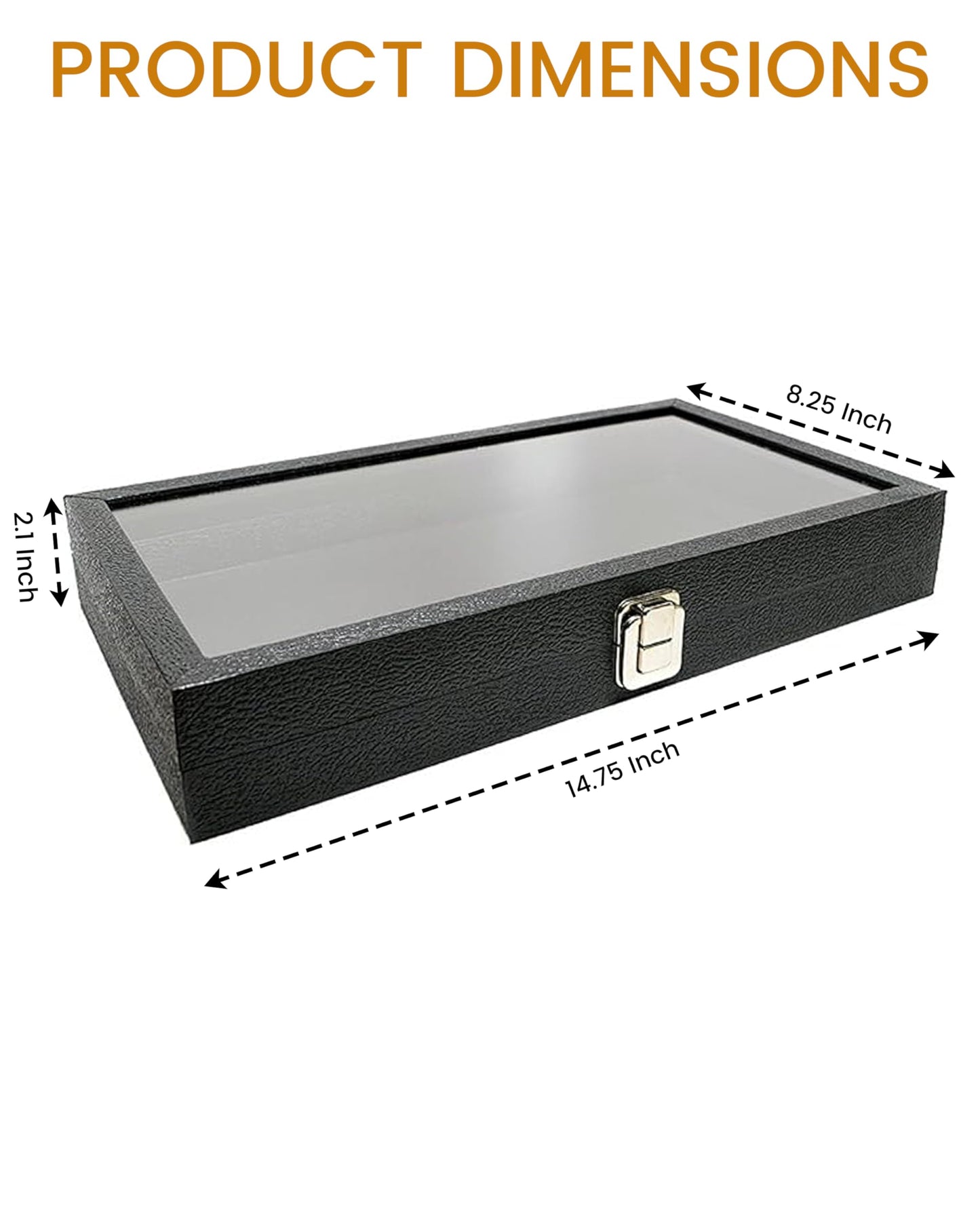 Novel Box Jewelry Organizer Box Black Leatherette 14.75x8.25x2.1 Large Glass Jewelry Box with Lid with Metal Clasp - Gem Display Case - Jewelry…