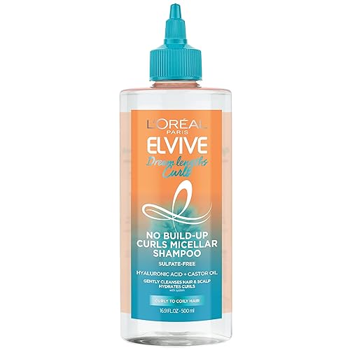 L’Oréal Paris Elvive Dream Lengths Curls No Build-Up Micellar Shampoo, Sulfate-Free, Silicone-Free, Paraben-Free with Hyaluronic Acid and Castor Oil