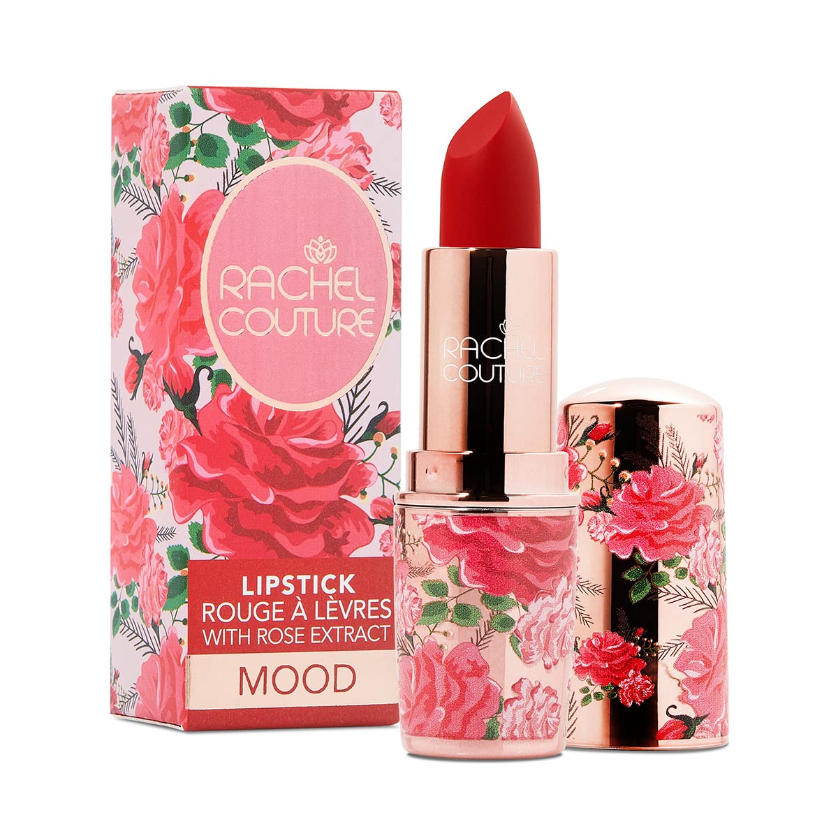 Rachel Couture Matte Lipstick with High Impact Color | Vegan & Cruelty Free | Infused with Rose Extract - 0.12 Oz - Mood