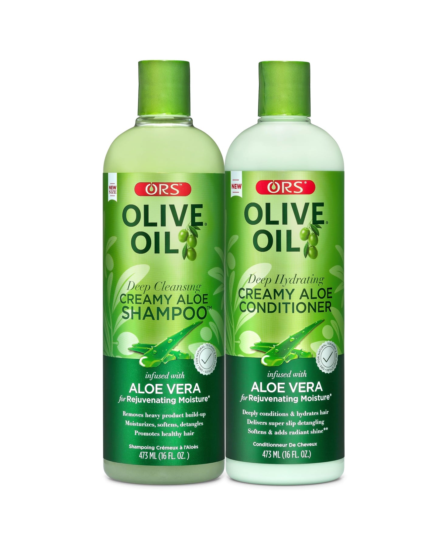 ORS Olive Oil Deep Hydrating Creamy Aloe Conditioner & Deep Cleansing Shampoo with Aloe Vera for Rejuvenating Moisture 16 oz (2 Piece Set)