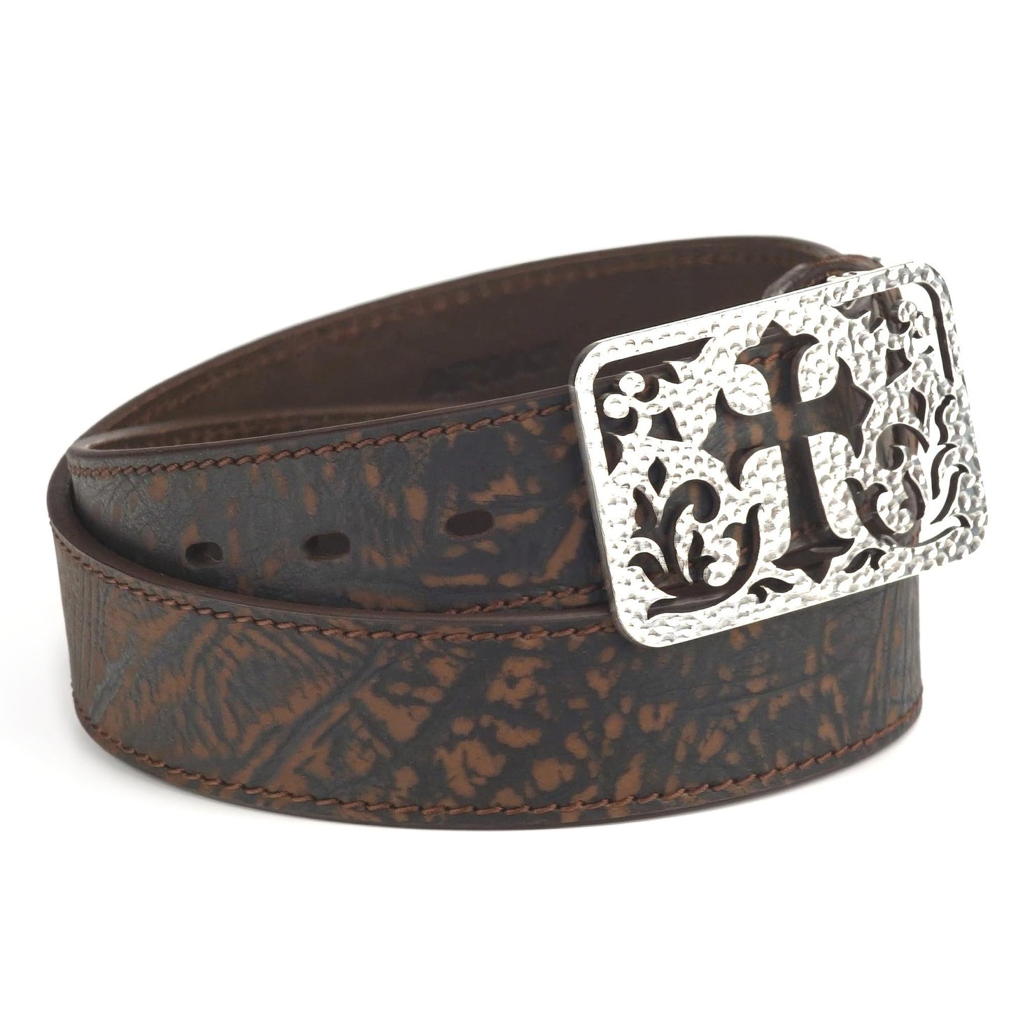 ARIAT Women's Moonstruck Leather Cross Plate Belt, Brown, X-Large