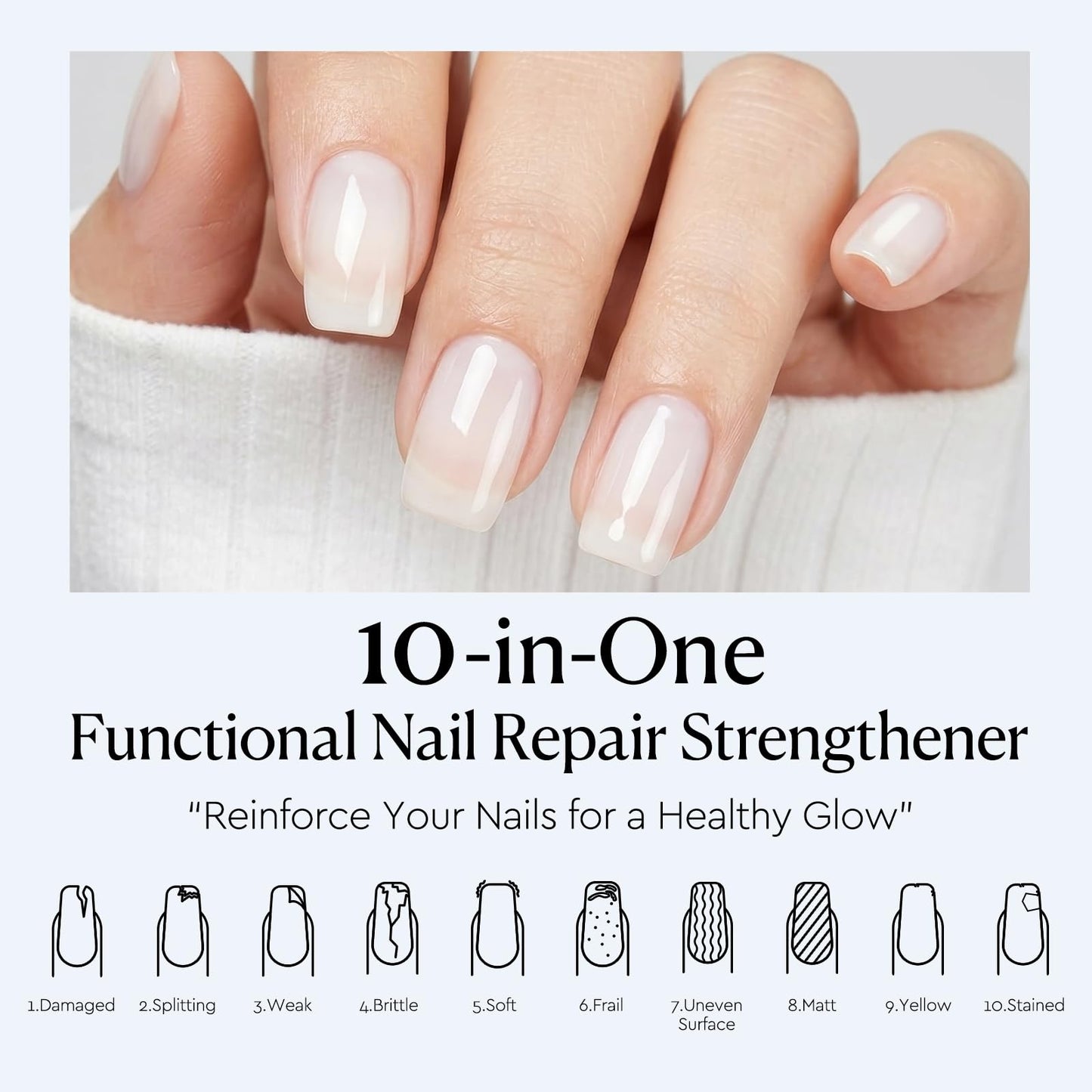 AzureBeauty 18ml Nail Strengthener and Growth, Milky White Nail Polish Beauty and Personal Care AZUREBEAUTY