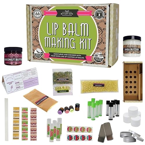 DIY Gift Kits Lip Balm Making Kit - DIY Self-Care Craft Kits - Lip Balm Equipment with Mica & Tubes - DIY Homemade Products with Shea & Coconut Butter