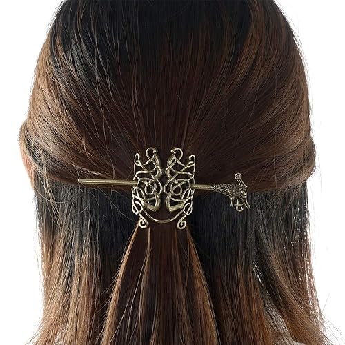Large Celtic Knots Dragon Hairpins -Norse Viking Crown Hair Jewelry for Long Hair Braids Barrettes Vintage Viking Runes Women Girl Hairpin Hair Clips