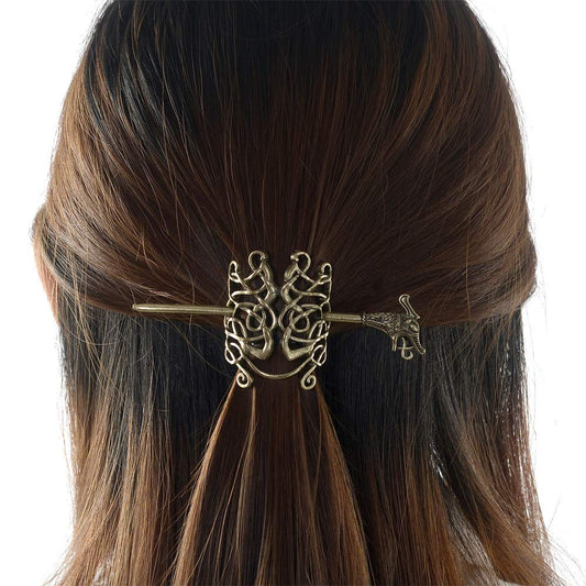 Large Celtic Knots Dragon Hairpins -Norse Viking Crown Hair Jewelry for Long Hair Braids Barrettes Vintage Viking Runes Women Girl Hairpin Hair Clips