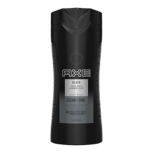 AXE Body Wash 12h Refreshing Scent Cleanser Black Frozen Pear and Cedarwood Men's Body Wash with 100 percent Plant-Based Moisturizers 16 oz