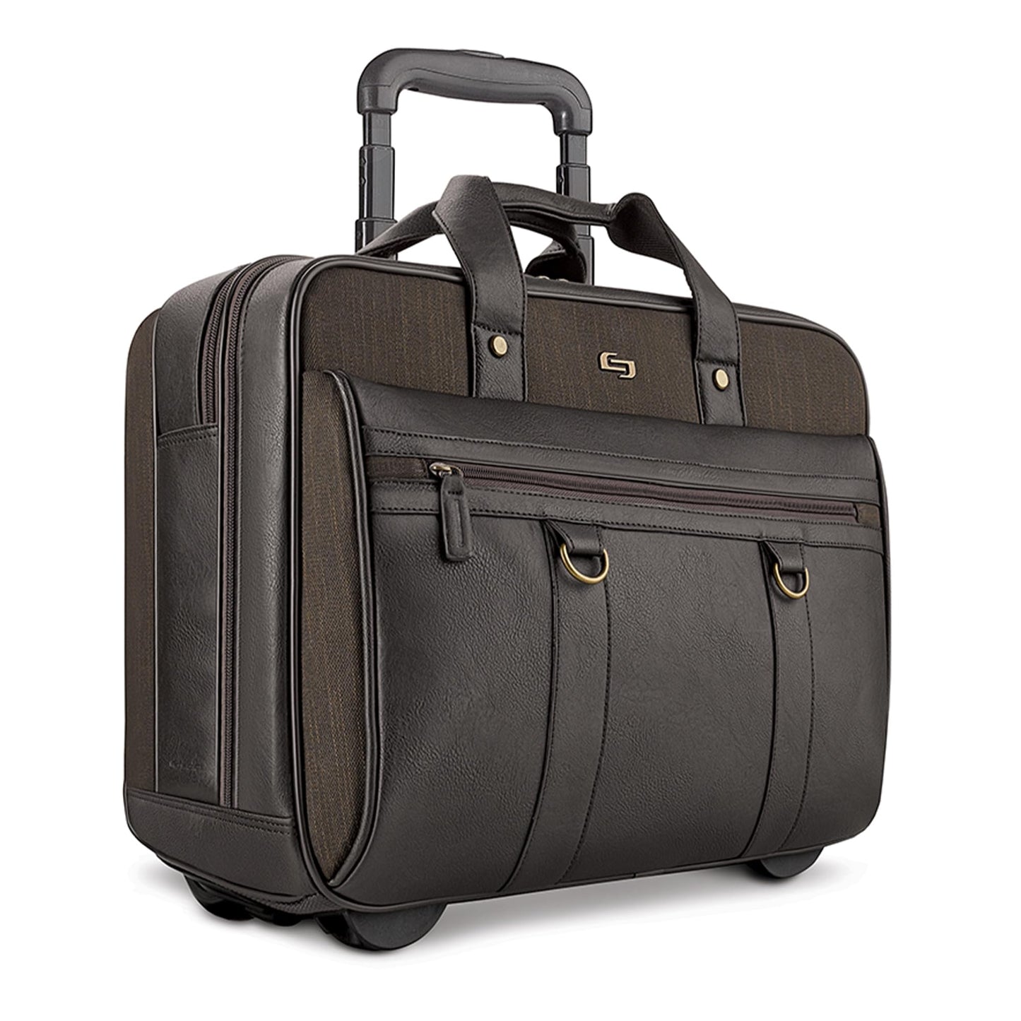 Solo New York Macdougal Rolling Laptop Bag. Rolling Briefcase for Women and Men. Fits Up to 17.3 Inch Laptop - Espresso, Olive Green, 14" x 17.8" x