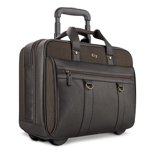 Solo New York Macdougal Rolling Laptop Bag. Rolling Briefcase for Women and Men. Fits Up to 17.3 Inch Laptop - Espresso, Olive Green, 14" x 17.8" x