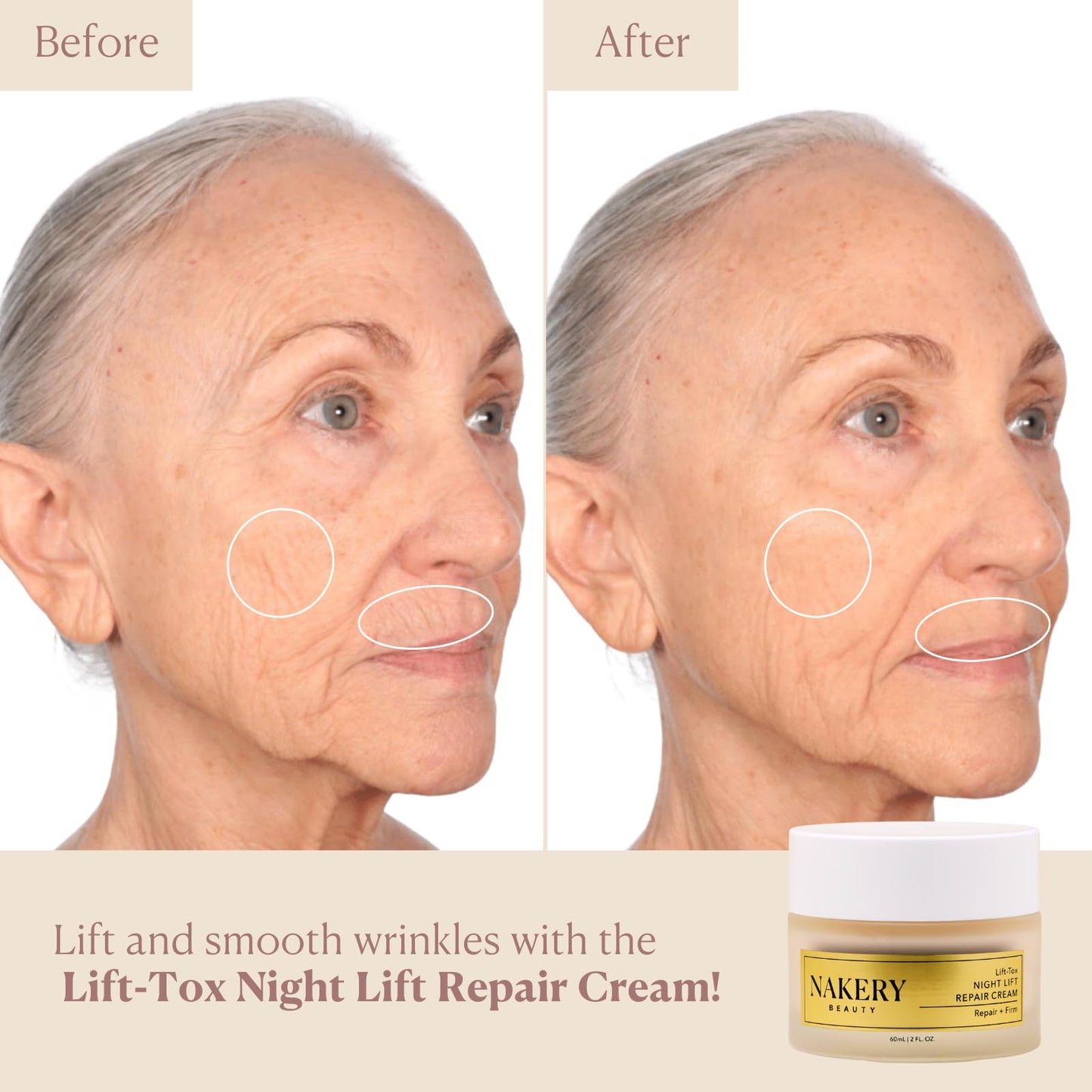 Nakery Lift-Tox Night Cream for Women - Overnight Anti Wrinkle Face Cream for Firmer & Smoother Complexion - Hydrating Night Cream for Women