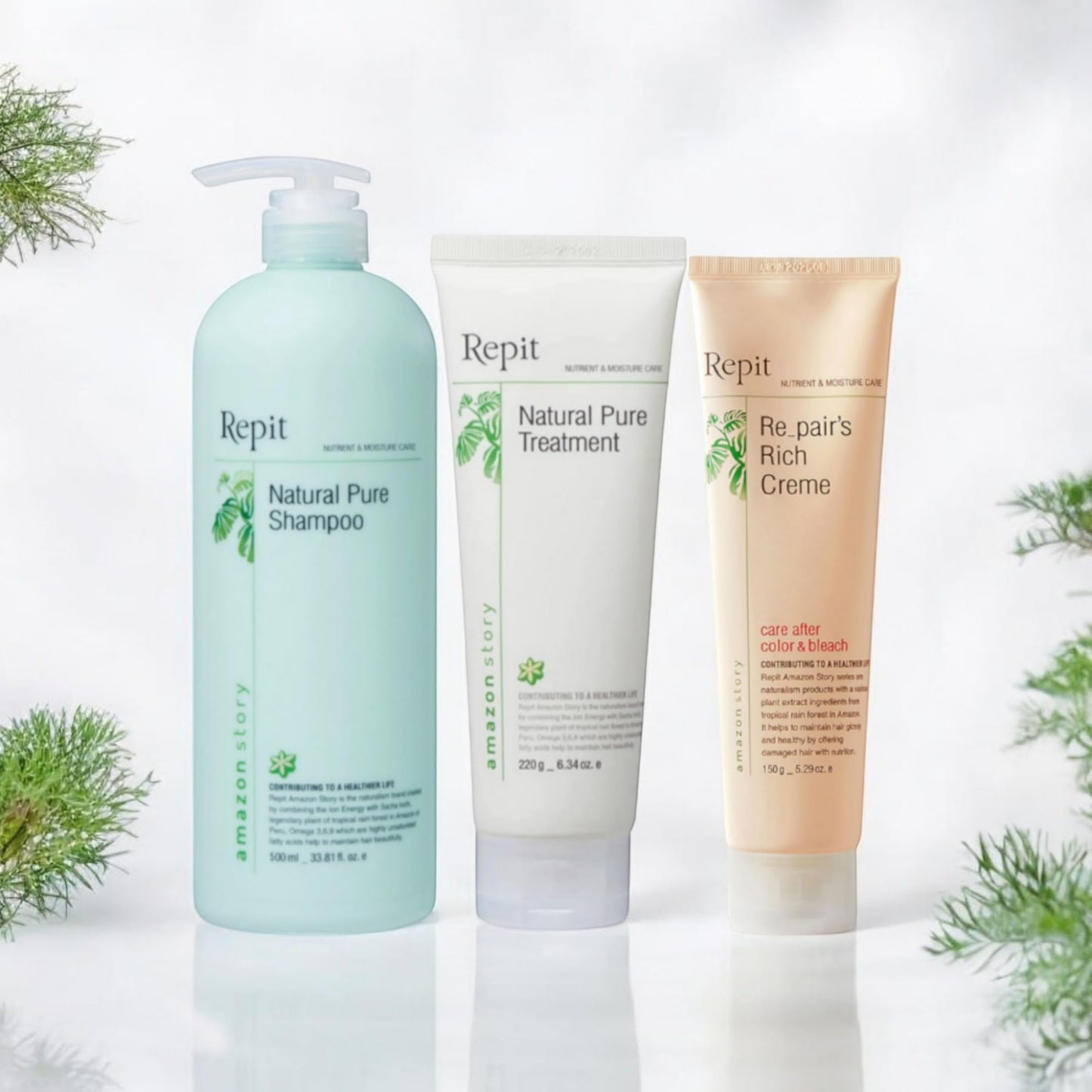 Repit Hair Care 3 Step Routine Set - Shampoo 16.9 fl oz, Treatment 7.76 fl oz & Rich Crème - Restore Dry, Damaged & Color-Treated Hair - Sulfate Free