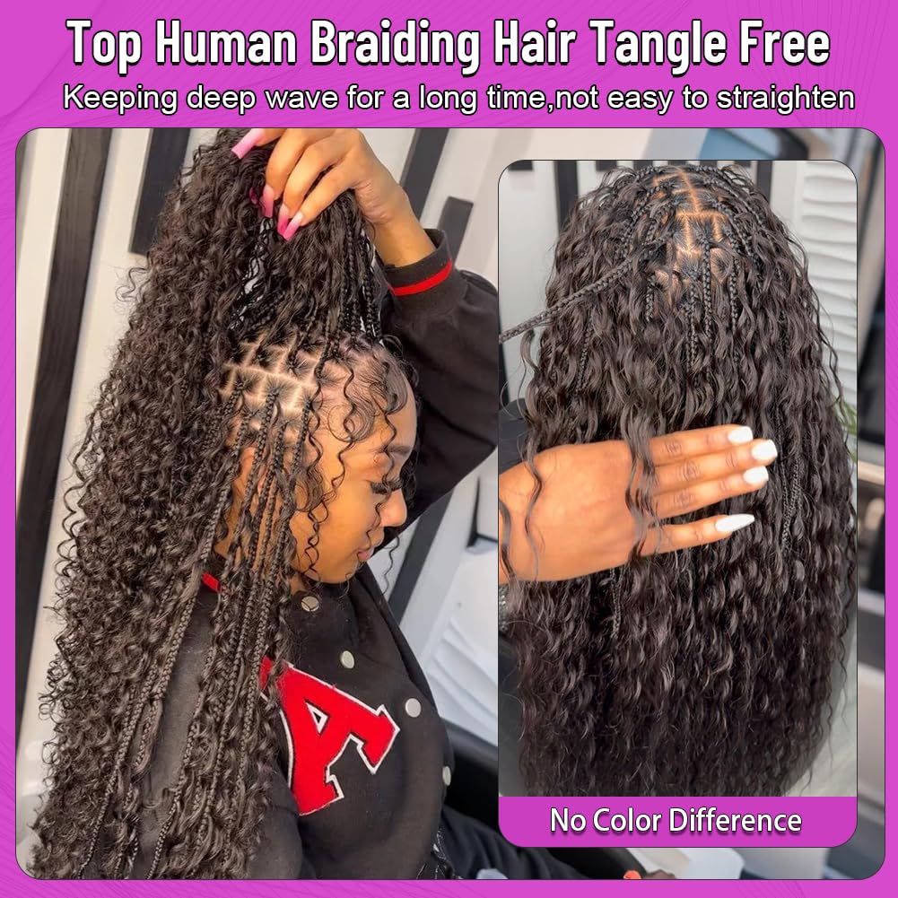 100 Percent Human Boho Braiding Hair Deep Wave Bulk Boho Hair for Braiding Curly Bundles Human Hair for Boho Braids Wet and Wavy Braiding Hair Beauty and Personal Care Acbhoa