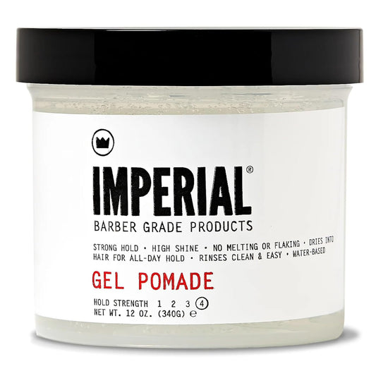 Imperial Barber Grade Products | Gel Pomade, 12 oz | Strong Hold | High Shine | Water-Based | Easy to Wash Out | Heat Resistant | All-Day Hold