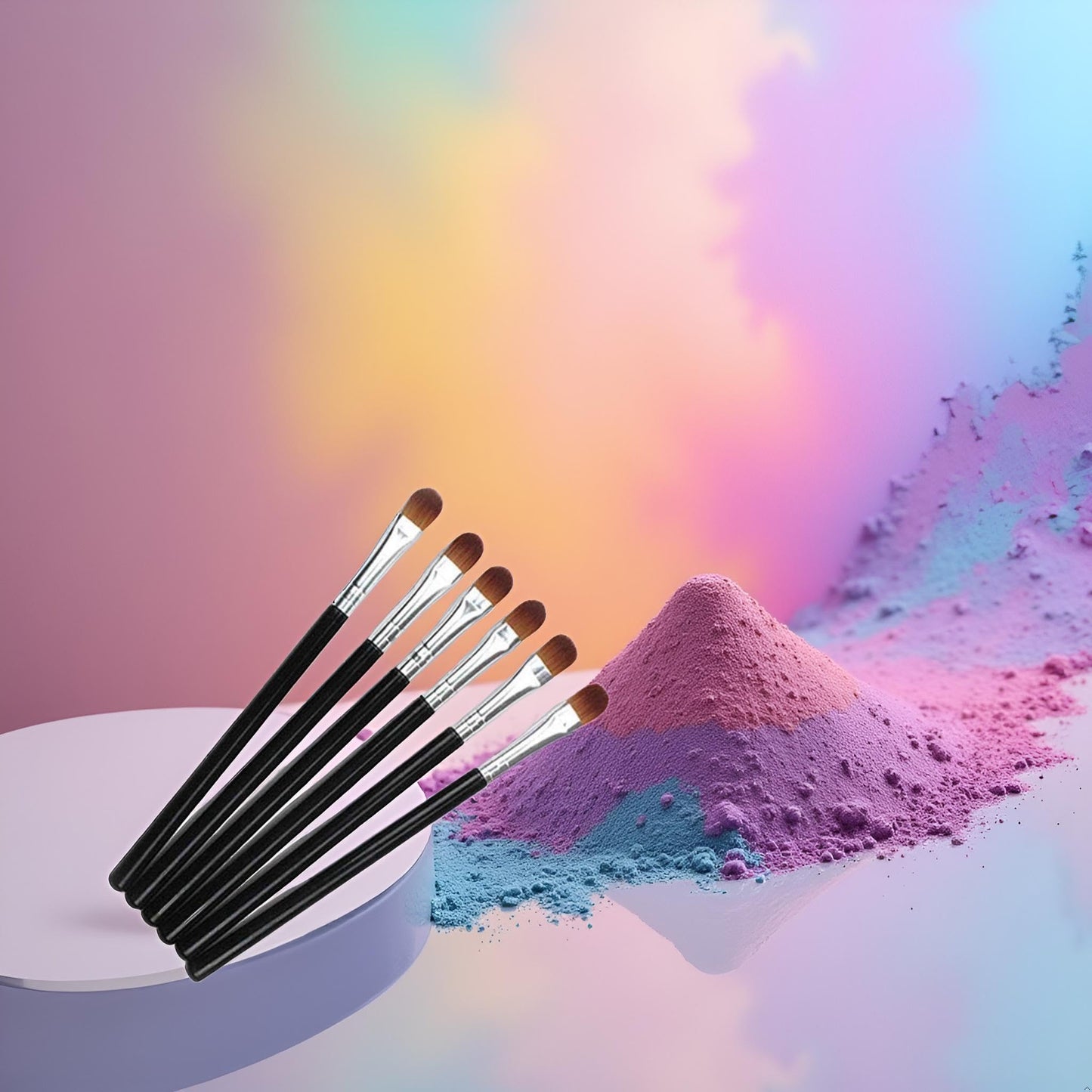 6Pcs Black Professional Shader Eyeshadow Brush - All Over Short Flat Shader Eye Makeup Brush with Dense Rounded Natural Hair Bristles to Pack Eye