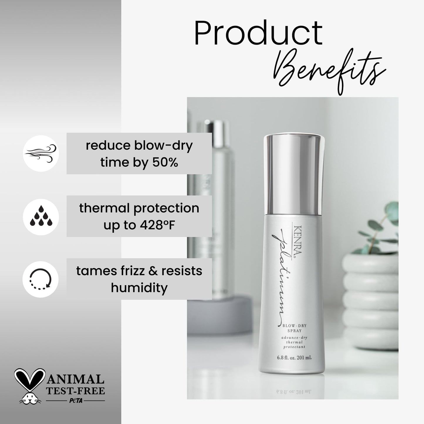 Kenra Platinum Blow-Dry Spray | Time-Saving Heat Protectant | Detangles, Smooths, and Softens | Eliminates Frizz & Resists Humidity | Medium To Coarse