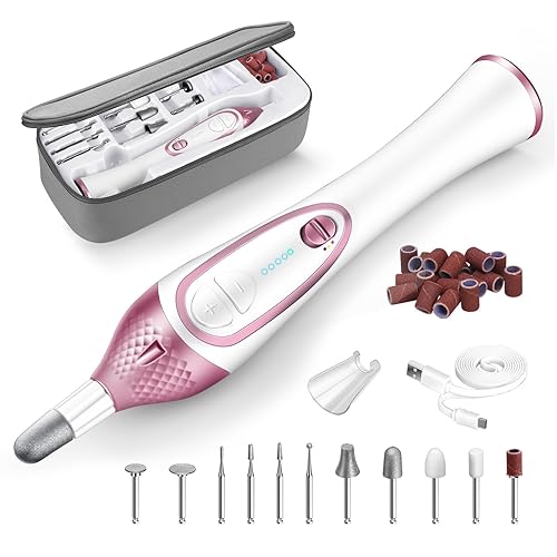 36-Piece Professional Manicure Pedicure Kit-Cordless Electric Nail File Kit,20000RPM, 11Pcs Bits,4 Speed,Rechargeable Pedicure Tool for Feet,Hand Foot