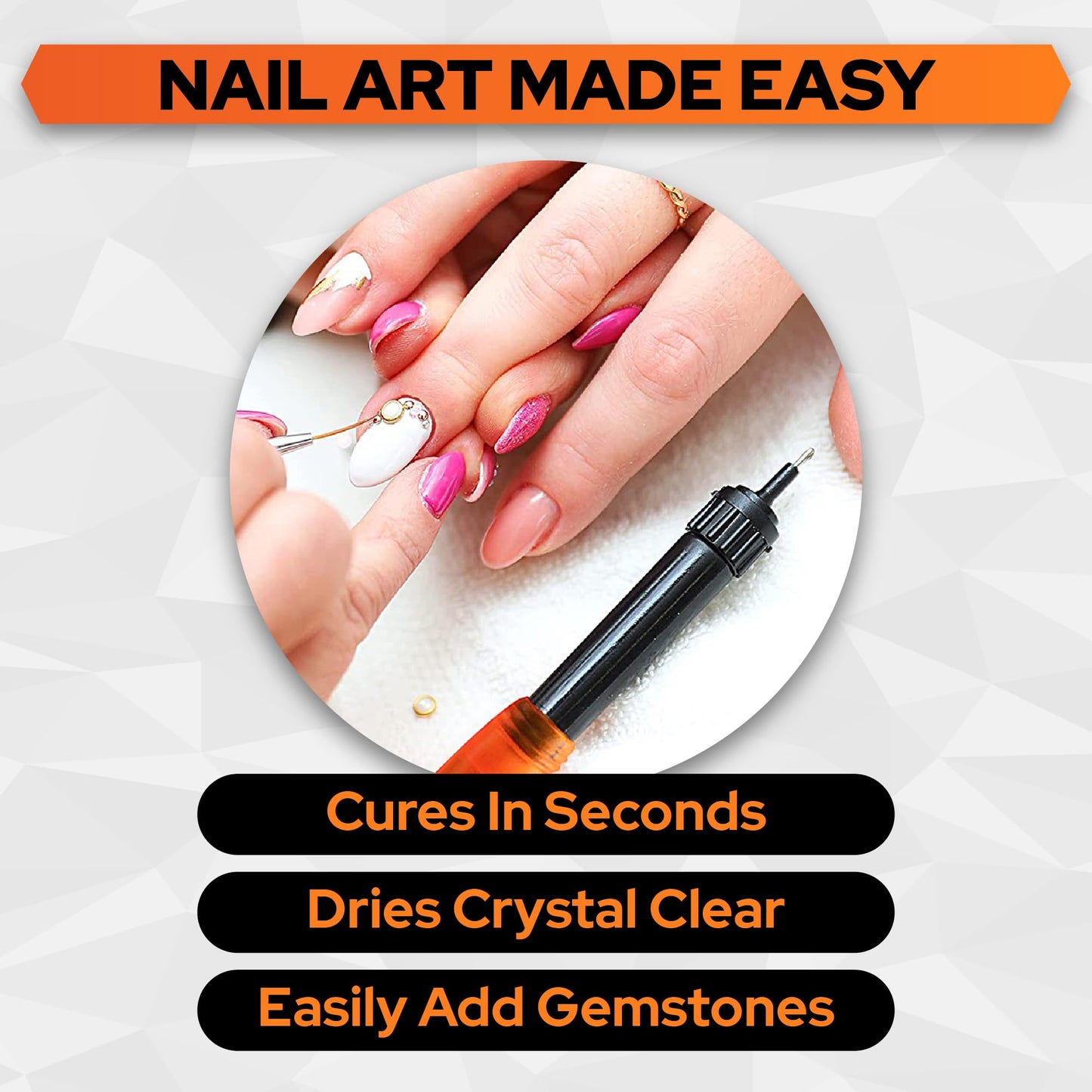 Bondic Super Glue, LED UV Repair Kit, Adhesive Welding Repair Tool for Fingernail Gems, Glass, Eyeglasses, Cracks, & Crafts, Nail Repair Kit, Bonding