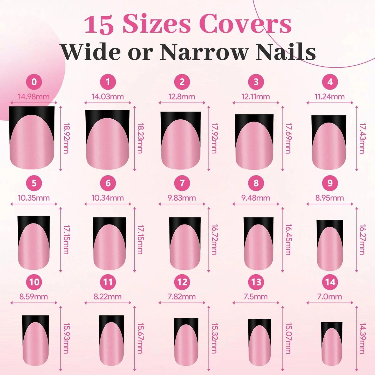 60Pcs Black French Tip Press on Nails & Press on Toenails Set, Square Fake Nails Kit with Nail Glue, 15 Sizes Acrylic Full Cover Toe Nail Press Ons Beauty and Personal Care QIEK