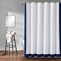 Lush Decor Block Border Shower Curtain, 72" x 72", White & Navy