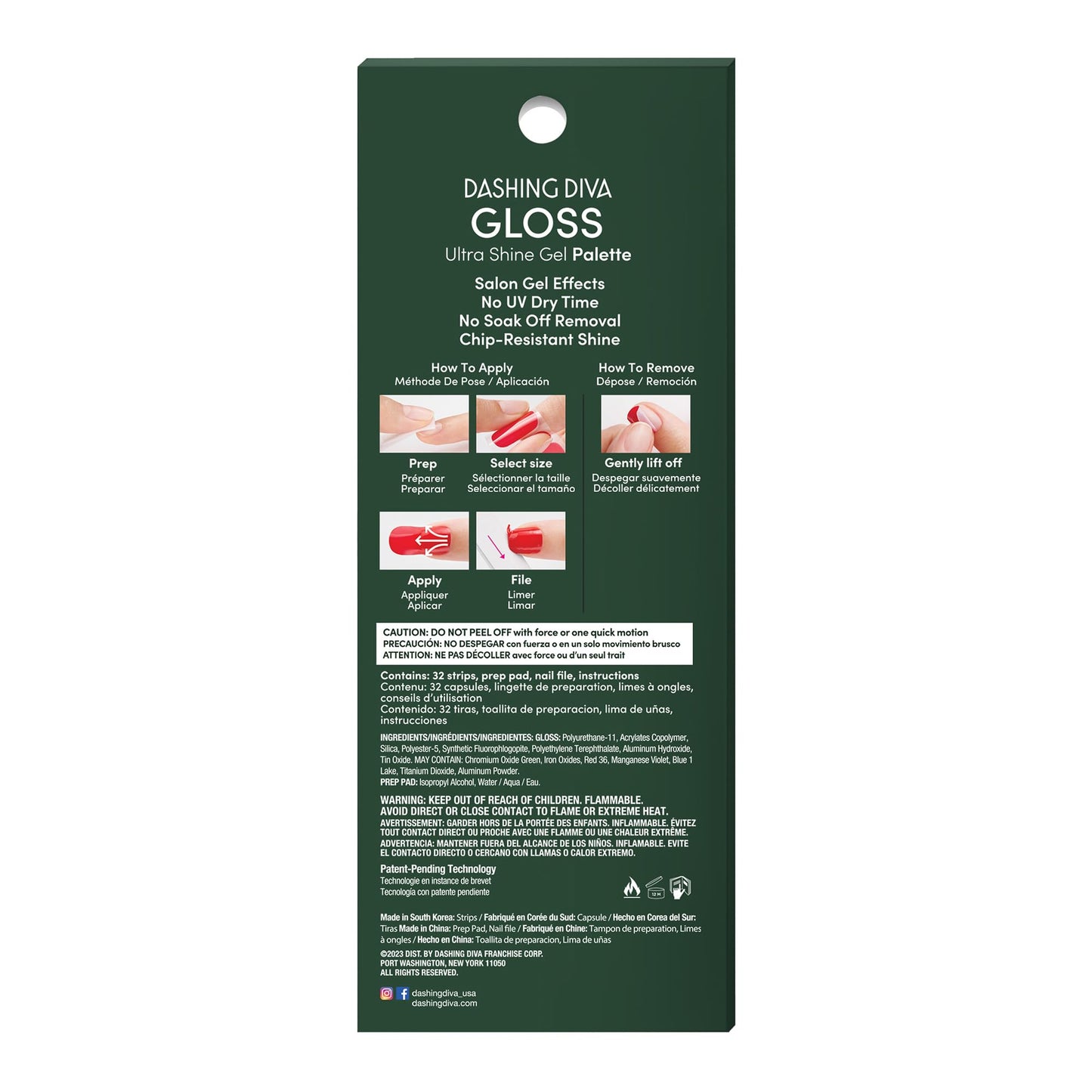 Dashing Diva Gloss Nail Strips - Mistletoe Kiss | UV Free, Chip Resistant, Long Lasting Gel Nail Stickers | Contains 32 Nail Wraps, 1 Prep Pad, 1 Nail Beauty & Personal Care Dashing Diva