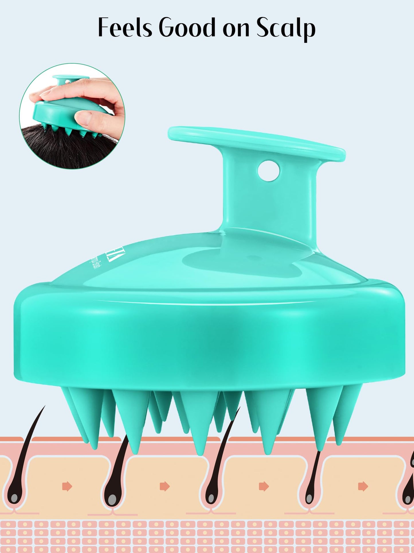 HEETA Scalp Massager Hair Growth 2-Pack, Soft Silicone Scalp Scrubber Shampoo Brush for Exfoliation Dandruff Removal Head Massage Stress Relax, Wet