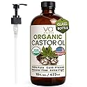 VITAL AFFAIR Pure Castor Oil Organic Cold Pressed Unrefined Glass Bottle-USDA Certified for Castor Oil Pack Wrap for Face,Hair