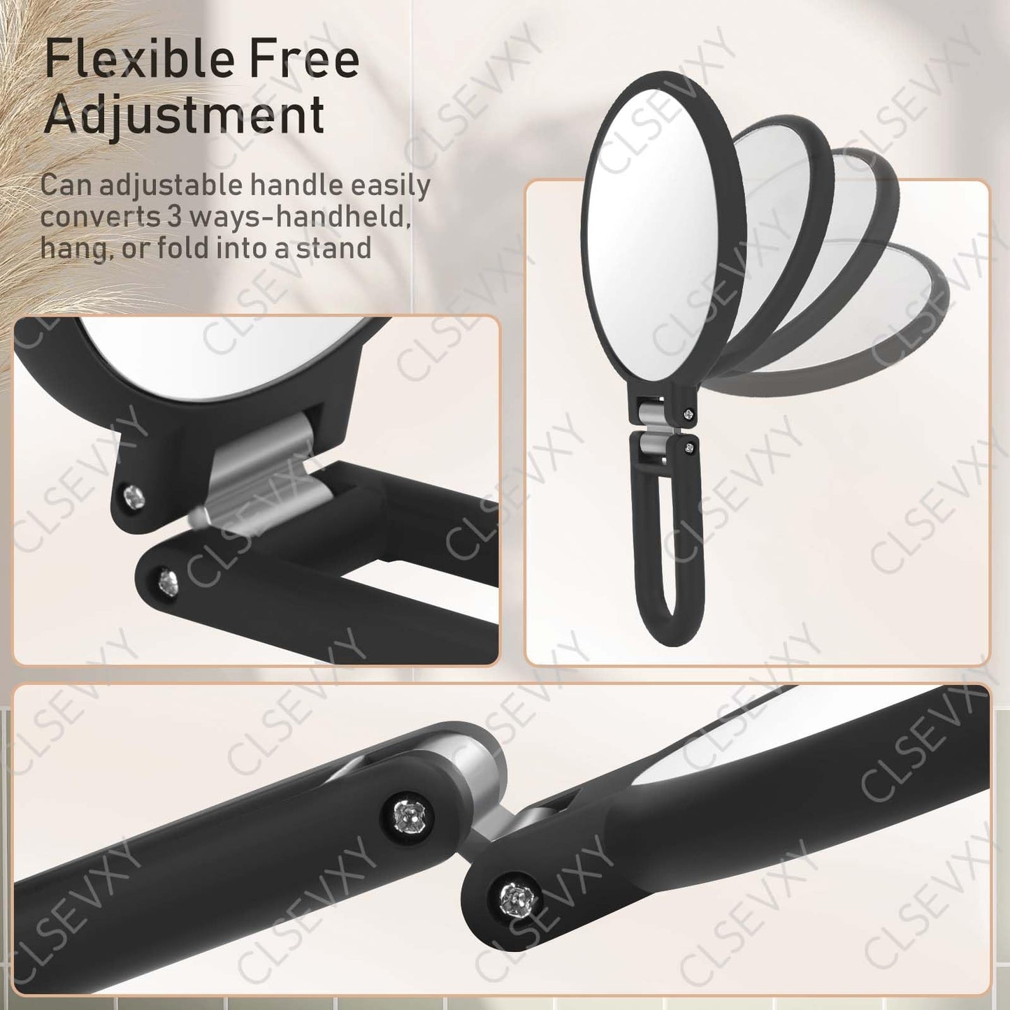 CLSEVXY Magnifying Handheld Mirror Double Sided, 1X 15X Magnification Hand Mirrors, Travel Folding Hand Held Mirror, 360°Rotation Pedestal Makeup Beauty and Personal Care CLSEVXY