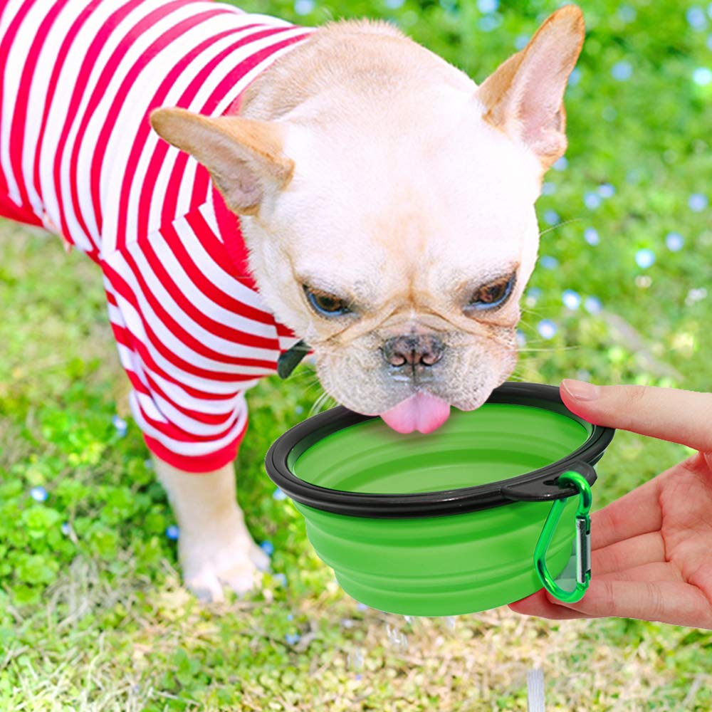 2-Pack Collapsible Dog & Cat Bowls with Carabiners – Portable Pet Food & Water Dishes for Travel, Walking & Outdoor Use