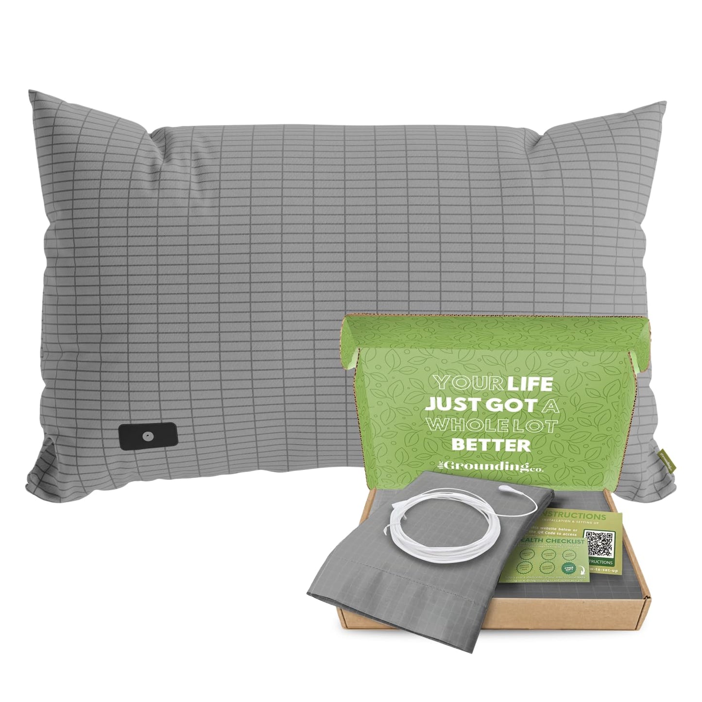 The Grounding Co. Terra Grounding Pillow Case - King Size 20x37in- Premium Fabric Blend - Organic Egyptian Cotton & Silver-Infused Threads - Pillow