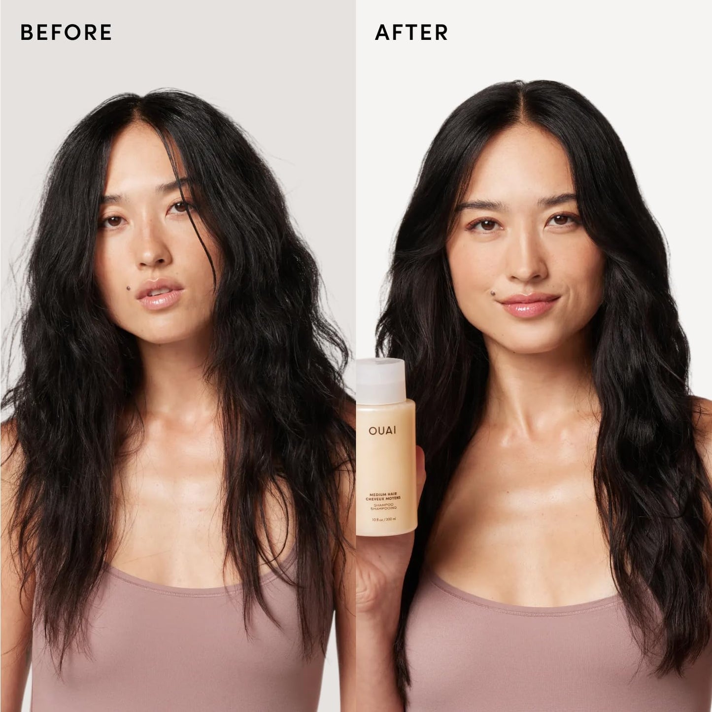 OUAI Medium Hair Shampoo & Conditioner Set, Travel Size - Hydrating Shampoo & Conditioner - With Coconut Oil, Babassu, Kumquat Extract & Keratin