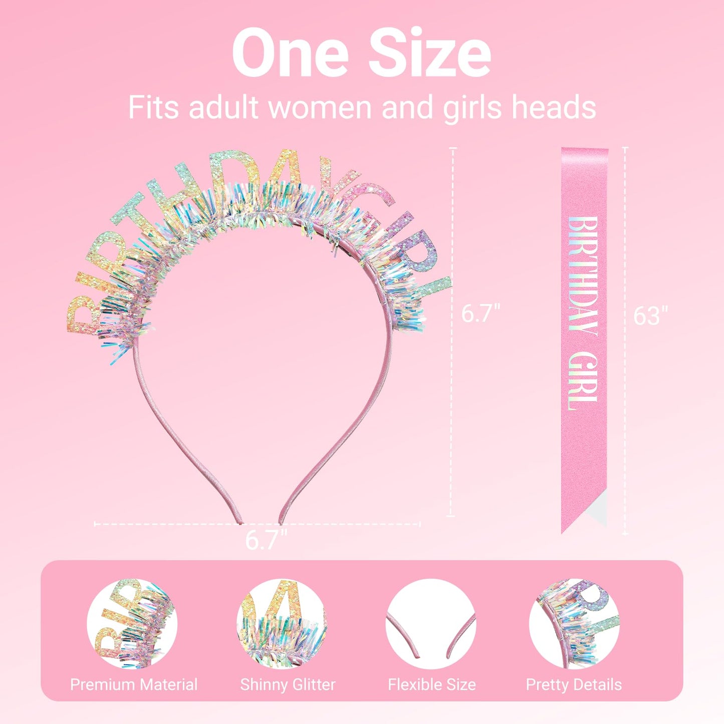 Papoopy Birthday Headband with Sash for Women, Birthday Crwon Tiara for Decorations Beauty and Personal Care Papoopy