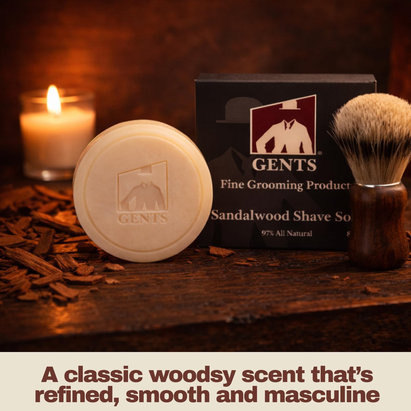GENTS All Natural Shaving Soap Set for Men, 3 Pack Cedar & Pine, Sandalwood, Bay Rum, Shea Butter Rich Lather, Barbershop Wet Shave Grooming Kit Beauty and Personal Care G.B.S