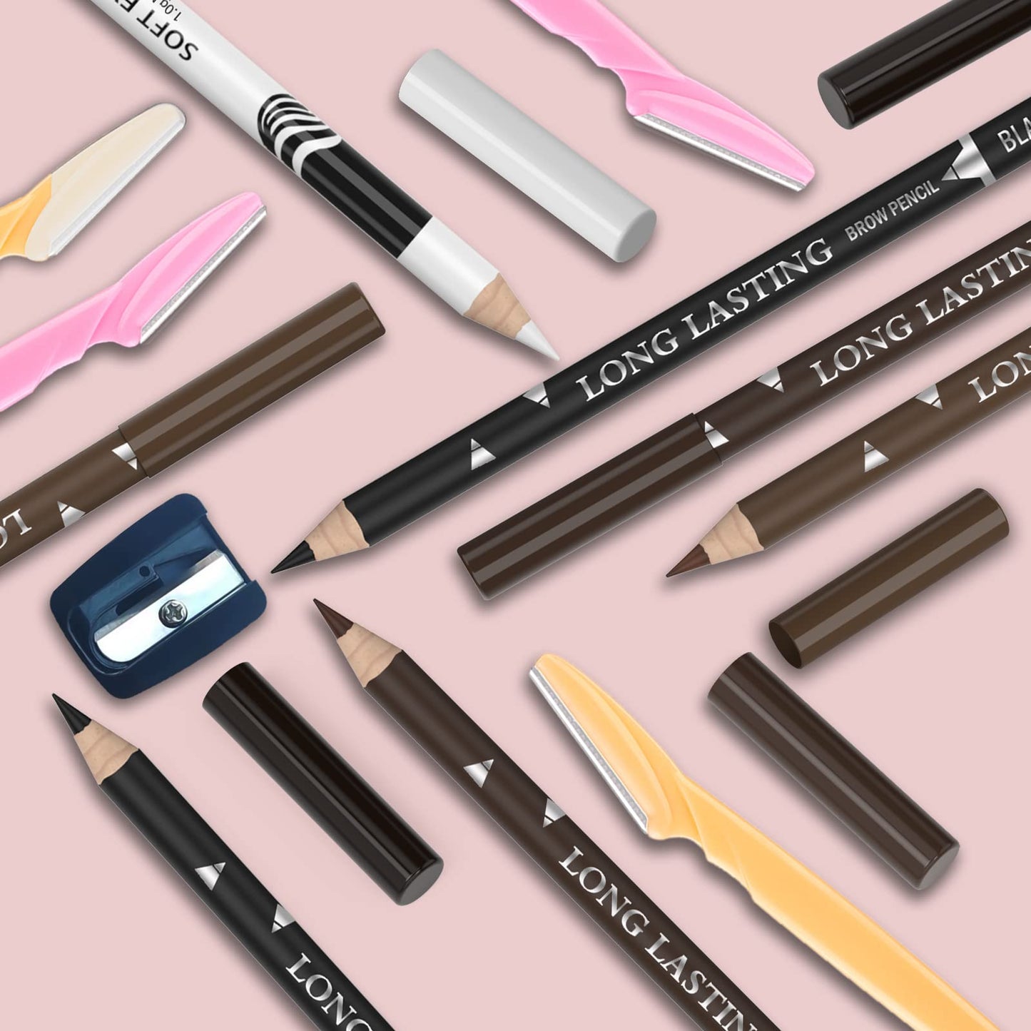 7Pcs Multicolor Eyebrow Pencil Eyeliner Set, Waterproof Eye Brow Pencil, Easy to Coloromen Women Professional Eyebrow Pencil Smudge Proof Long Lasting