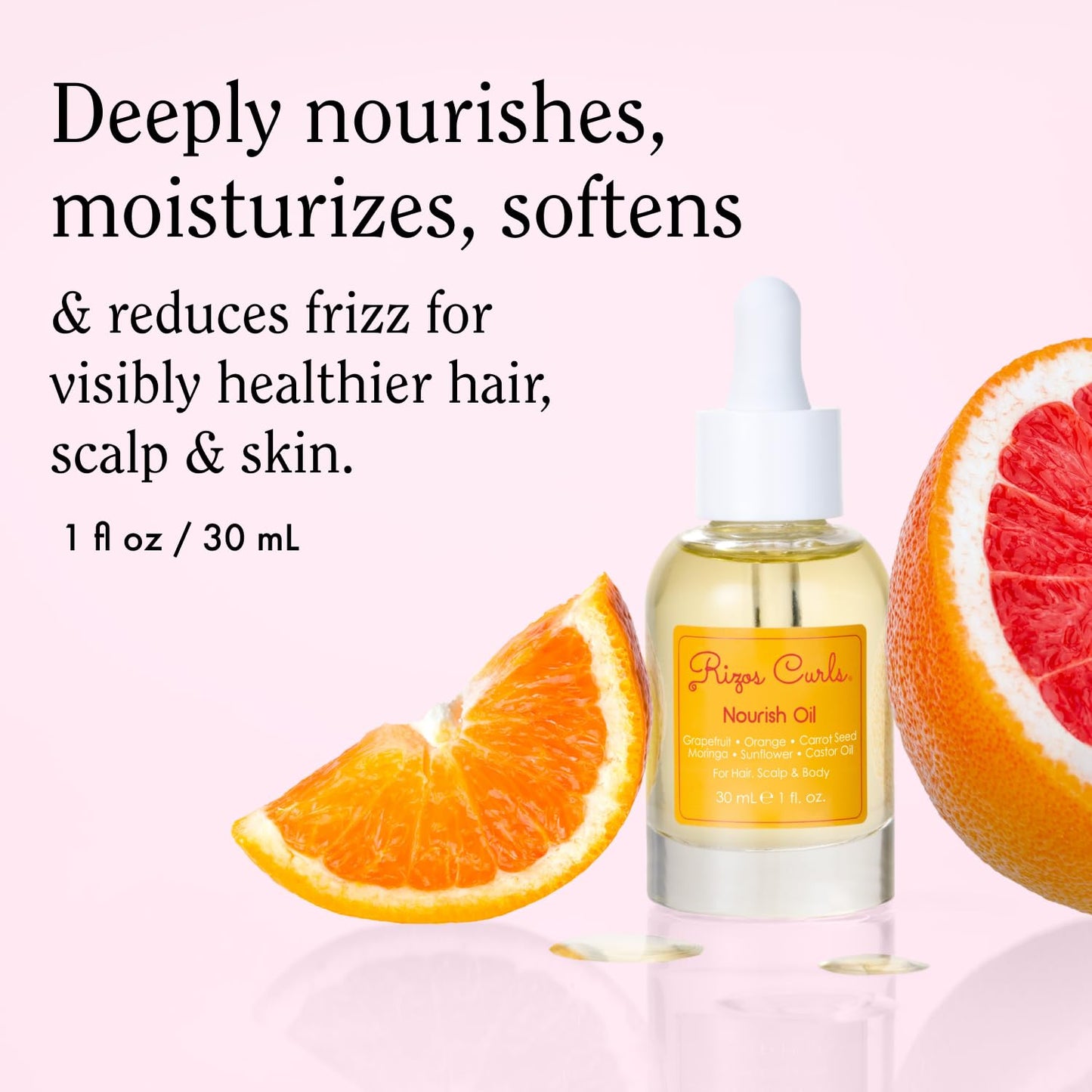 Rizos Curls Nourish Oil - Strength & Frizz Control - Improve Split Ends & Repair Dry Brittle Hair - Smooths & Hydrates All Hair Types Straight, Wavy