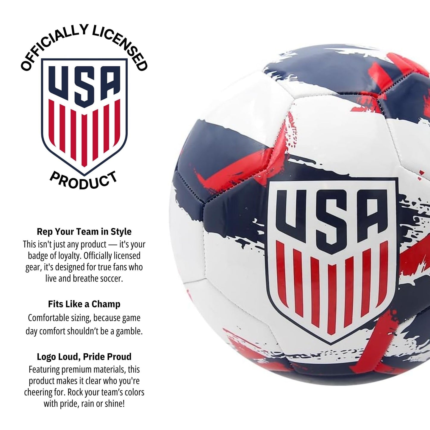 Icon Sports Officially Licensed US Soccer Federation Soccer Ball - USSF93BL White Size 5