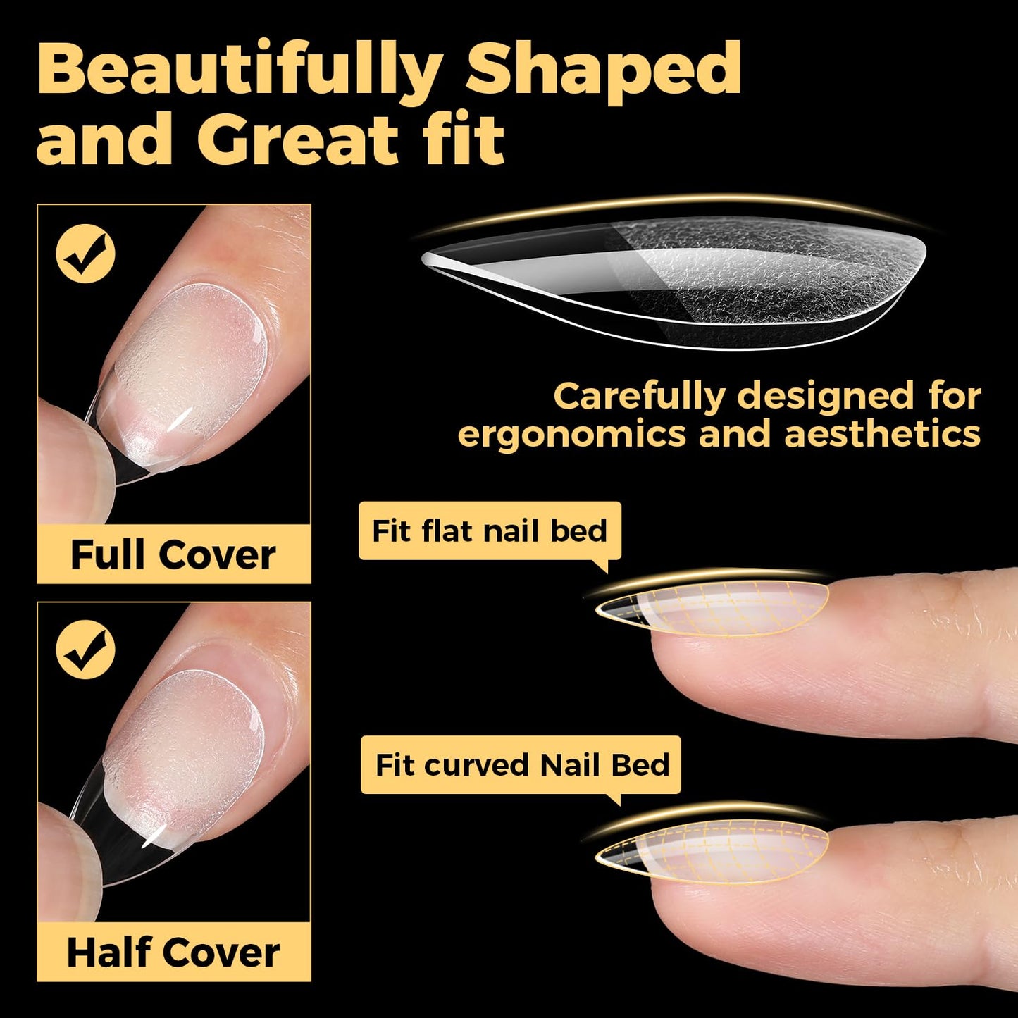 UNA GELLA Almond Nail Tips, Pre-shape Short Almond Gel Nail Tips 240Pcs Full Cover Soft Gel Fake Nails No C Curve Press On Nails For Women Girl At Beauty and Personal Care UNA GELLA