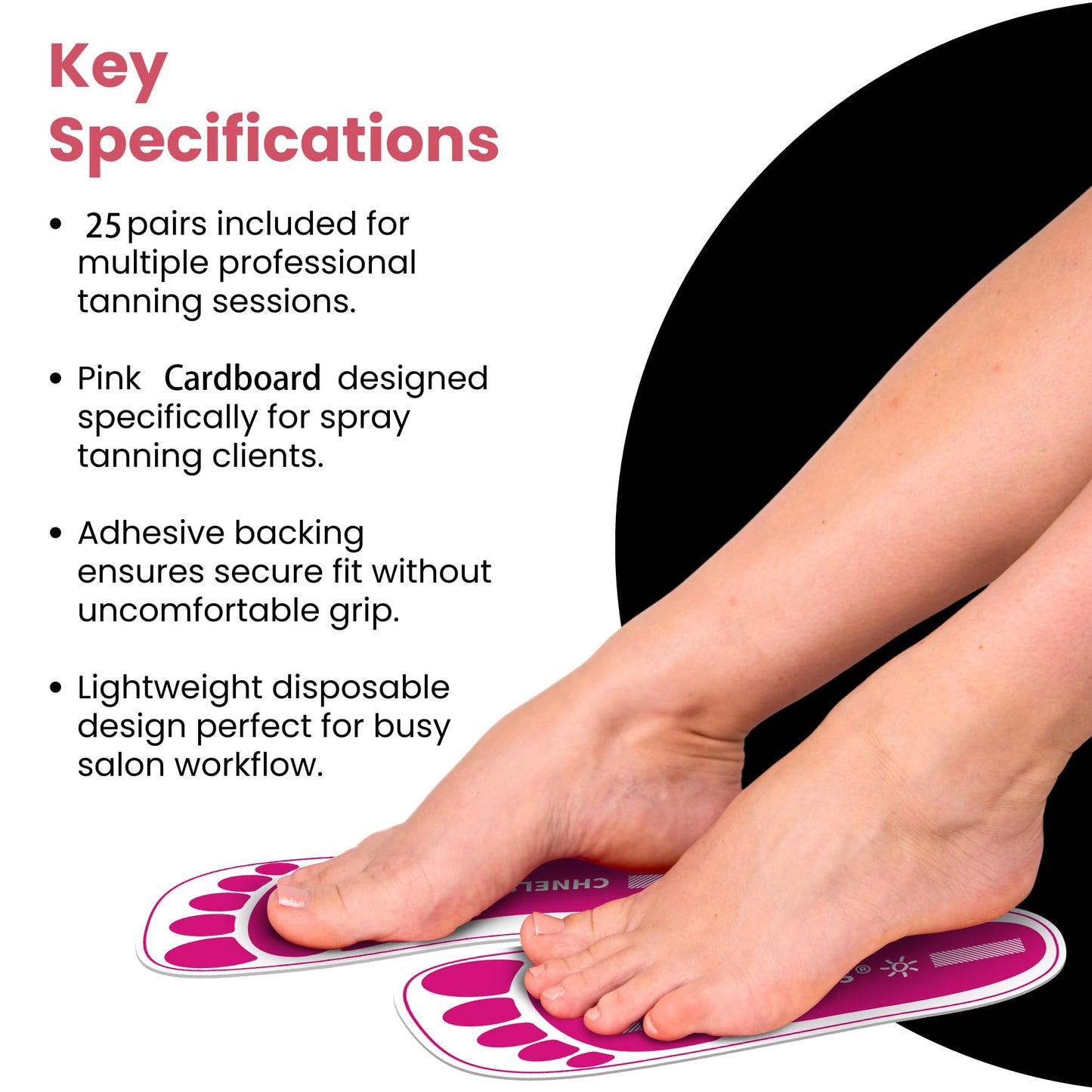 Pink 25Pairs(50Feets) Disposable Spray Tanning Feet Pads for Hygienic Foot Protectors,Comfortable & Hygienic Spray Tan Pads Feet-Specifically for the