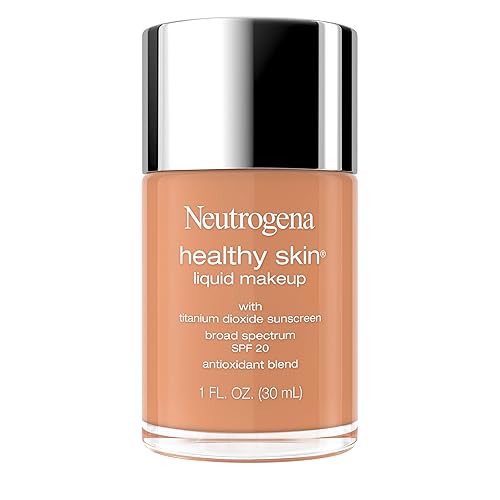 Neutrogena Healthy Skin Liquid Foundation Makeup Broad Spectrum SPF 20 Sunscreen, Medium Coverage, Vit B5, Antioxidants, All Day Wear, Soft Tan 400C