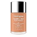 Neutrogena Healthy Skin Liquid Foundation Makeup Broad Spectrum SPF 20 Sunscreen, Medium Coverage, Vit B5, Antioxidants, All Day Wear, Soft Tan 400C