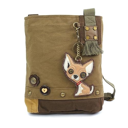 Chala Canvas Cross-body Messenger handbags with Key-fob/Coin Purse - (Chihuahua Puppy)