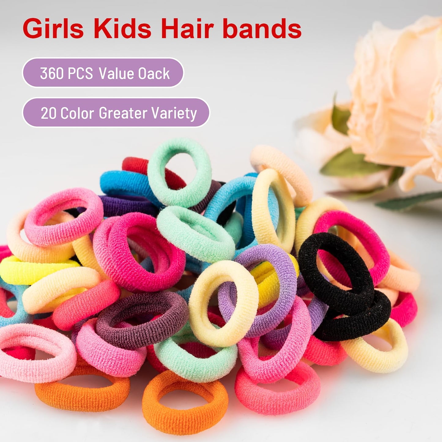 ZHEWTOEN 360Pcs Baby Hair Ties, Small No Damage Elastic Hair Bands for Toddlers, Little Girls and Kids, Soft Ponytail Holders, Baby Hair Beauty and Personal Care ZHEWTOEN