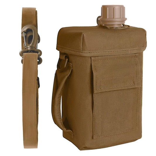 MiOYOOW 2L Water Bottle, Large Capacity Portable Tactical Canteen with Strap Buckle, Waterproof Drink Cup for Hiking, Camping, Sports