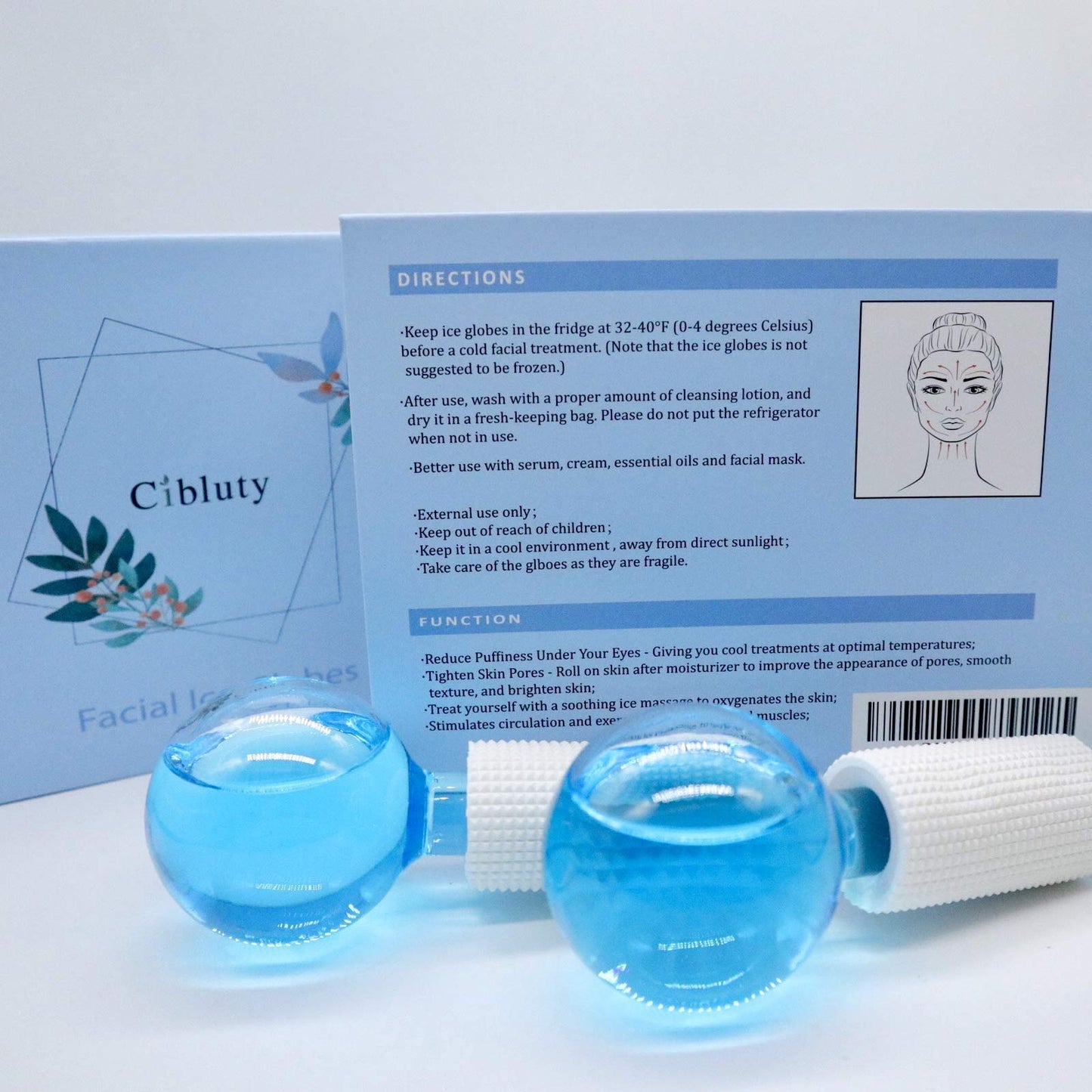 CIBLUTY ICE Globes for Facial, 2 PCS Facial Globes for Massage Tool, Facial Roller Cold Skin Massagers, Tighten Skin, Reduce Puffiness and Dark