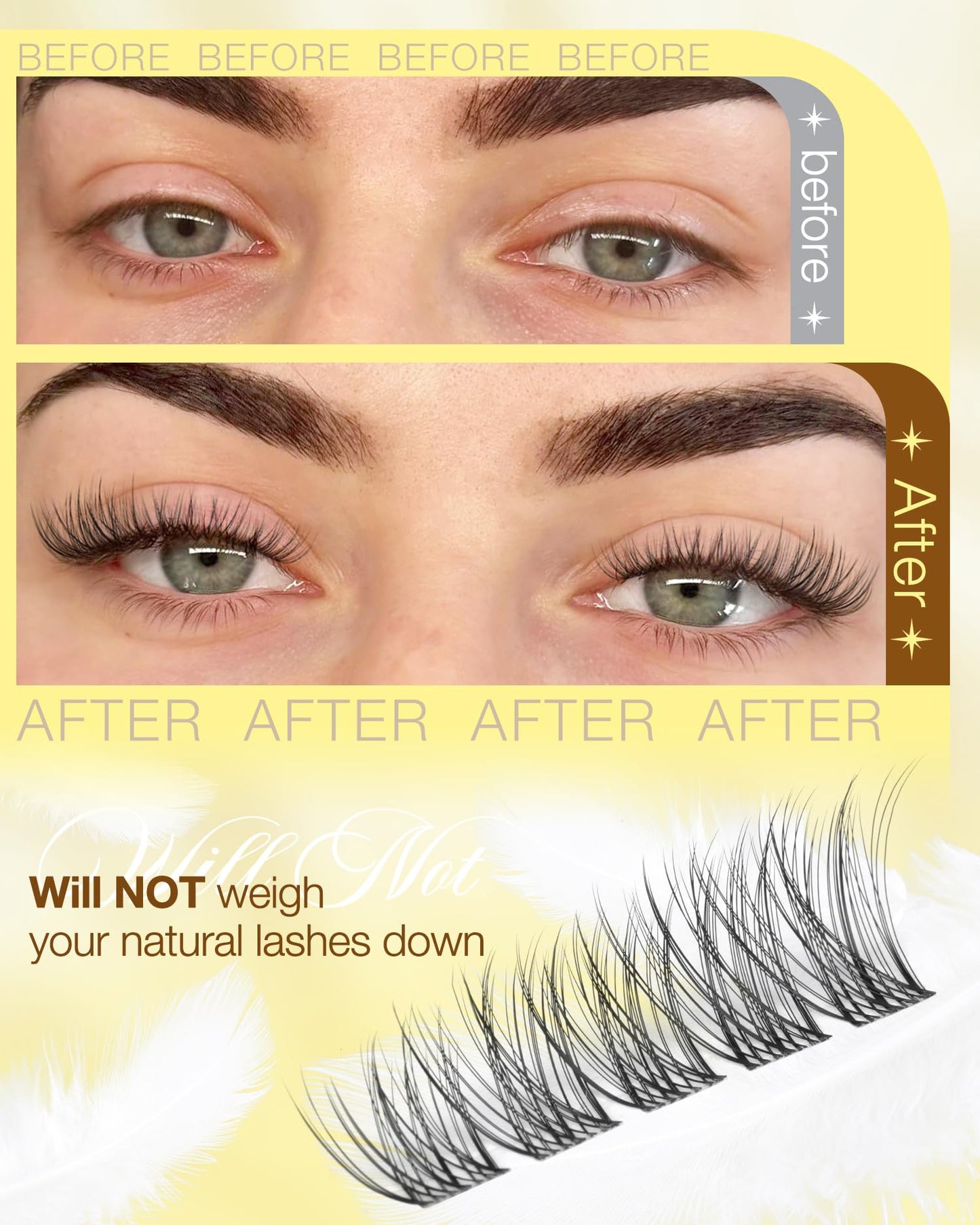 Lash Clusters 12-14-16MM Natural Cluster Eyelash Extensions with CC-Curly & Clear Band Wispy Pestañas Postizas Naturales 144Pcs DIY Lashes For Big Beauty and Personal Care Mavphnee