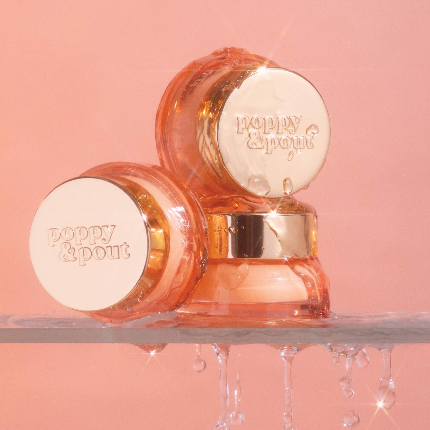 Poppy & Pout Pomegranate Peach Overnight Lip Mask - Natural Lip Care with Shea Butter & Beeswax - Cruelty Free, Recyclable Glass Jar (0.65 oz)